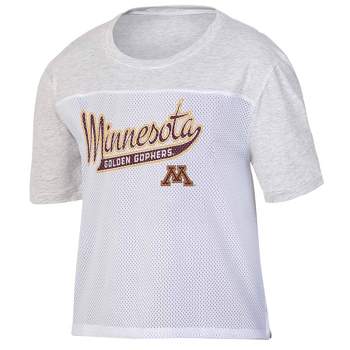 NCAA Minnesota Golden Gophers Women's White Mesh Yoke T-Shirt