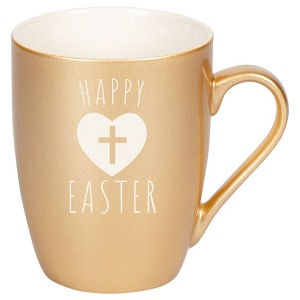 Elanze Designs Happy Easter 10 Ounce Ceramic Laser-Etched Engraved Drinkware Mug, Metallic Vegas Gold - 1 of 4