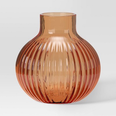 Round Glass Vase Orange - Room Essentials™