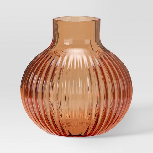 Round Glass Vase Orange - Room Essentials™ : Target