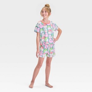 Girls' Squishmallows 2pc Short Sleeve Pajama Set - Pink - 1 of 4
