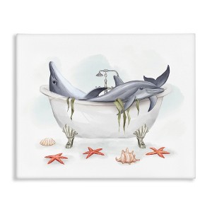 Stupell Industries Relaxing Dolphins Swimming Bathtub Nautical Starfish, 48" x 36" - 1 of 4