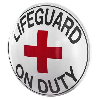 Lifeguard on Duty Dome Metal Sign White/Red - Crystal Art Gallery