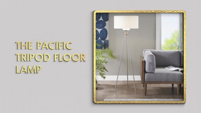 Elegant Silver Tripod Floor Lamp with Glass Shade
