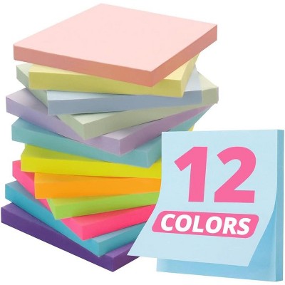 Sticky Notes, 12 Pads, 3x3 inches, Soft Pastel Self-Stick Note Pads, Perfect for Office, Study, and Daily Life Organization 600sheet