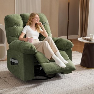 Oversized Rocking Recliner Chair, 360 Degree Swivel Massage Chair with Vibration Massage and Heat - 1 of 4