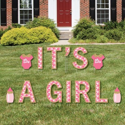 Big Dot of Happiness It's A Girl - Yard Sign Outdoor Lawn Decorations - Girl Baby Shower and Baby Announcement Yard Signs