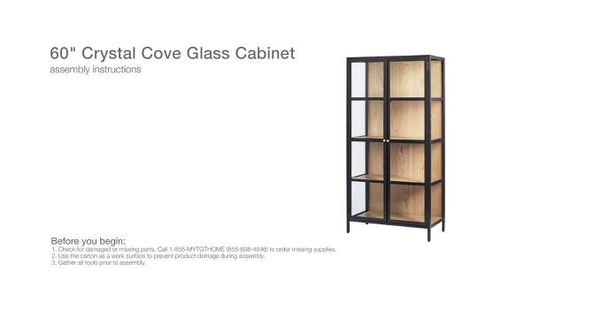 60&#34; Crystal Cove Glass Cabinet Black - Threshold&#8482; designed with Studio McGee, 2 of 16, play video