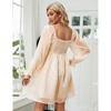 Clearlove Women's Mesh Gauze Long Sleeve Square Neck Dress High Waist A Line Ruffle Hem Flowy Casual Party Mini Dress - 4 of 4