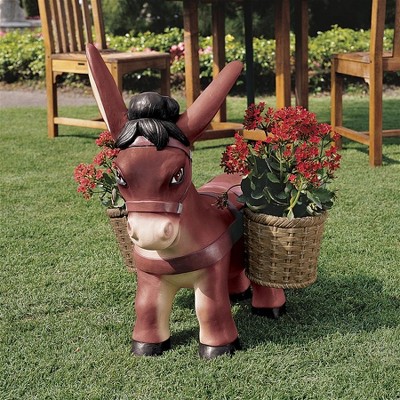 Pancho Earthy Tones Hand-Painted Donkey Resin Planter Statue
