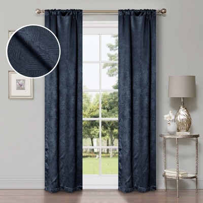 Modern Geometric Waves Room Darkening Semi-Blackout Curtains, Set of 2 by Blue Nile Mills