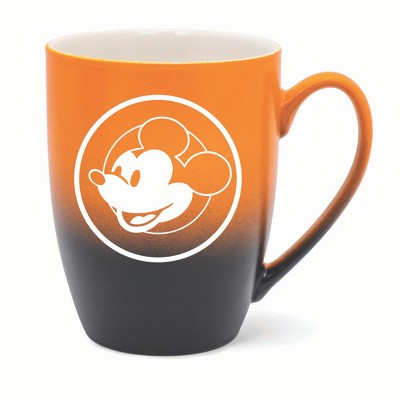 Elanze Designs Steamboat Willie Face Two Toned Ombre Matte 10 ounce New Bone China Coffee Tea Cup Mug, Orange and Black