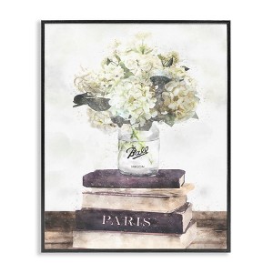 Stupell Industries White Florals on Bookstack Framed Giclee Art - 1 of 4