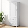 Tall Bathroom Storage Cabinet with 2 Drawers and Adjustable Shelves, Freestanding MDF Cabinet with Anti-Tip Device - 2 of 4