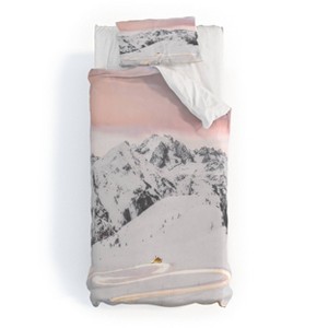 Deny Designs Twin/ Twin Extra Long Dagmar Pels Winter landscape in Lapland Duvet Cover and Pillow Sham Pink - 1 of 4
