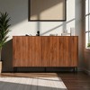 Mshliw Mid-Century Walnut Sideboard Buffet Cabinet with Geometric Carved Doors & Metal Legs, 59" Credenza for Living Room & Dining Room - 2 of 4