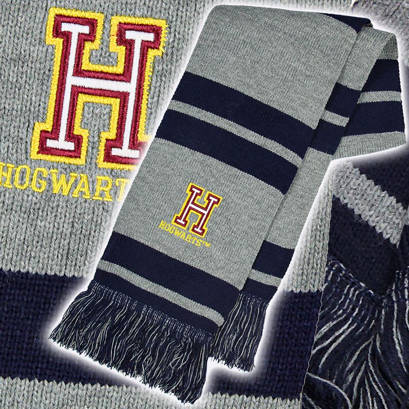 Harry Potter Hogwarts H Collegiate Logo Knit Fringe Scarf Multicoloured, 5 of 6