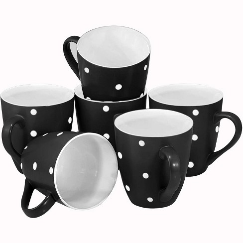 Bruntmor 16 Oz Ceramic Coffee Mug Set Of 6 - Matte Black Restaurant Mugs 