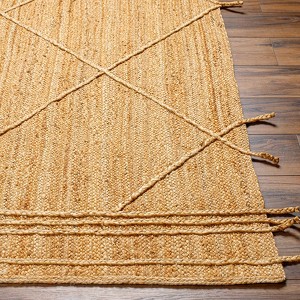 Hauteloom Zeno Jute Living Room, Bedroom Area Rug - Contemporary - Straw, White Tonal, Dark Brown - 2' x 3' - 1 of 4