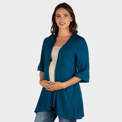 24seven Comfort Apparel Maternity Open Front Jacket with Elbow Sleeve