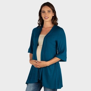 24seven Comfort Apparel Maternity Open Front Jacket with Elbow Sleeve - 1 of 3