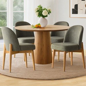 Upholstered Linen Dining Chairs with Solid Wood Legs, Modern Armless Fabric Chairs for Dining Room or Kitchen Table-Maison Boucle - 1 of 4