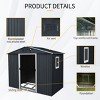 Syemin Storage Sheds 8ft x 4ft Outdoor Metal Storage Shed with Window and Metal Foundation for Backyard, Patio, Lawn, Black, 89"*47"*74.75" - 4 of 4