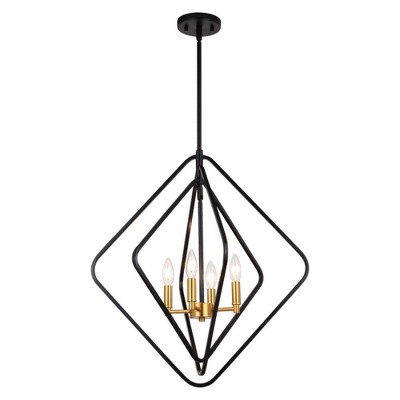 Vaxcel Brady 4 - Light Pendant in  Black/Satin Brass