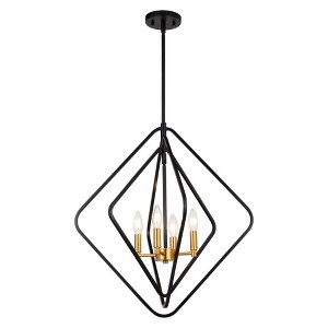 Vaxcel Brady 4 - Light Pendant in  Black/Satin Brass - 1 of 4