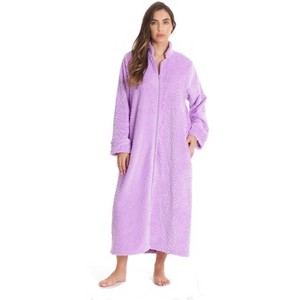 Just Love Womens Plush Zipper Lounger Solid Robe | Long Bathrobe Duster - 1 of 2