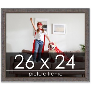 PosterPalooza | Photo Size Textured Grey Picture Frame - UV Acrylic, Foam Board Backing, Hanging Hardware - 1 of 4