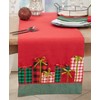 Saro Lifestyle Festive and Fun Christmas Gifts Table Runner, 16"x72", Red - 3 of 3