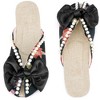 Perphy Women's Peep Toe Pearl Decor Slip-on Flat Slides Mules - 2 of 3