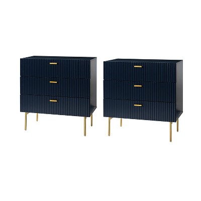 Brian 32'' Tall  3 Drawer  Bachelor  Chest with storage for bedroom,Set of 2 |  ARTFUL LIVING DESIGN