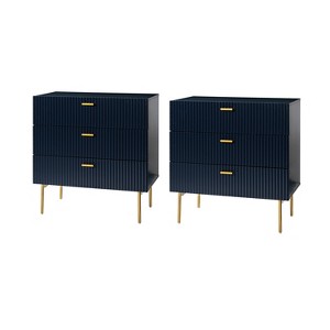 Brian 32'' Tall  3 Drawer  Bachelor  Chest with storage for bedroom,Set of 2 |  ARTFUL LIVING DESIGN - 1 of 4