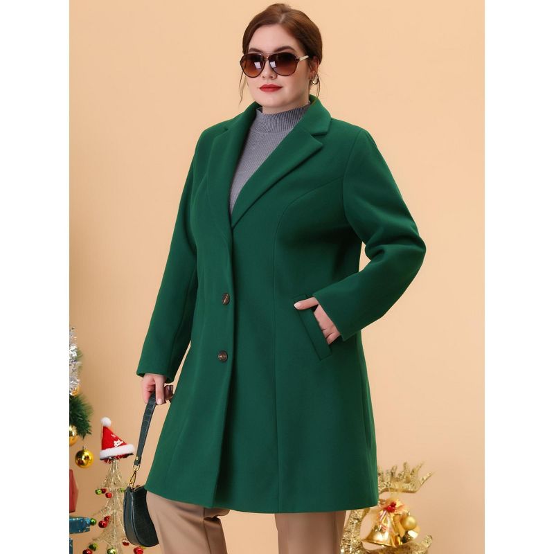 Agnes Orinda Women's Plus Size Winter Notched Lapel Single Breasted Pea Coats, 4 of 7