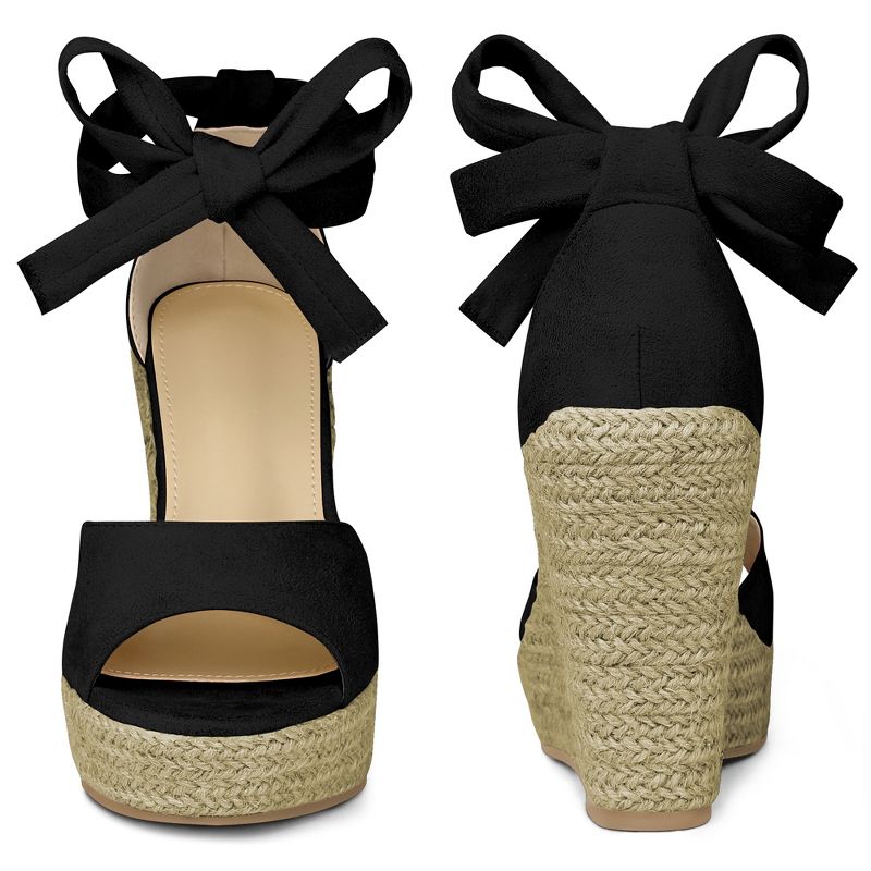 Perphy Women's Platform Espadrilles Open Toe Ankle Tie Wedges Sandals, 2 of 5