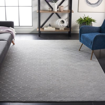Hand-Knotted Gray Rectangular Stain-Resistant Rug