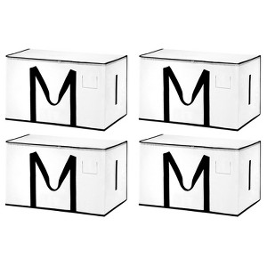 Unique Bargains Extra Large Moving Bags with Reinforced Handle Underbed Storage Tote 27x11x18 Inch 4 Pcs - 1 of 4