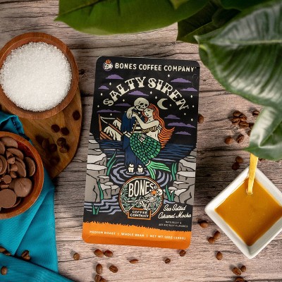 Bones Coffee Company Salty Siren Sea Salted Caramel Mocha Flavor Medium Roast Ground Coffee - 12oz