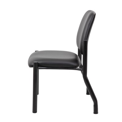 Sleek Mid-Back Armless Guest Chair in Antimicrobial Black Vinyl