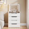 KTMBDW 3 in 1 Vanity Desk, Compact Vanity with 3 Drawers, Makeup Desk with Flip-up Lighting Mirror and Cushioned Stool, Nightstand for Bedroom - 2 of 4