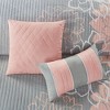 PDTEND 6-Piece Full/Queen Printed Cotton Quilt Set with Throw Pillows Grey/Peach - 3 of 4
