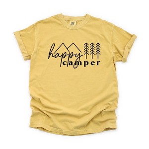 Simply Sage Market Women's Happy Camper Trees Short Sleeve Garment Dyed Tee - 1 of 2