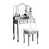 FURNIinspire Vanity Tables Wooden Makeup Vanity Desk Set Elegant Dressing Table with Drawers Stool Mirror for Bedroom, Silver, 31.5"*15.75"*55.11" - 2 of 4