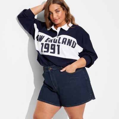 Women's Foundational Curvy Heritage Denim Shorts - Wild Fable™ Dark Wash