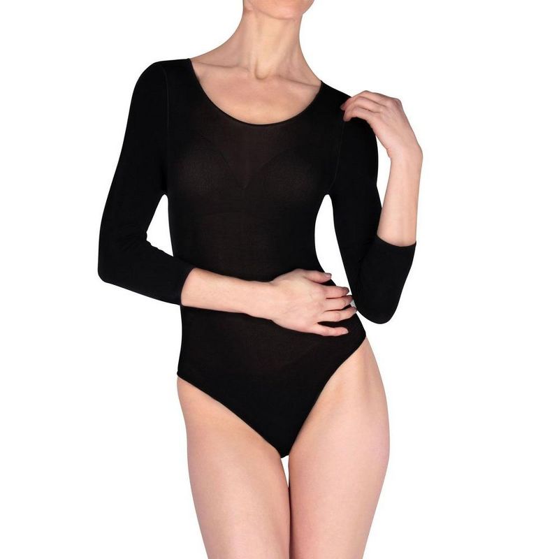 Natori Women's Opaque 90 Denier Body Suit Black, 4 of 4