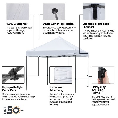 White Heavy-Duty Waterproof Pop-Up Canopy Tent 10'x10'