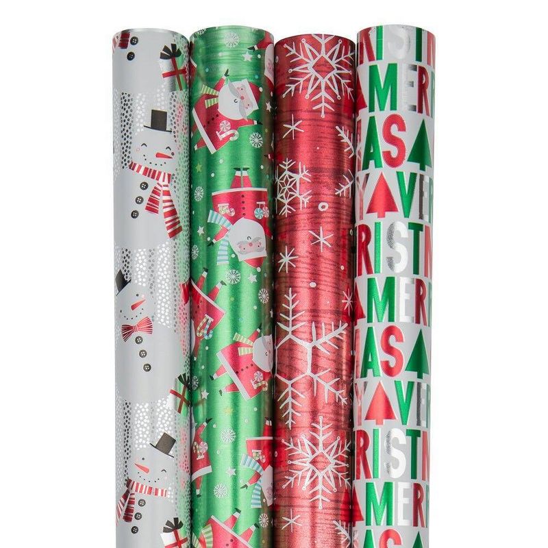 JAM Paper &#38; Envelope 4ct Christmas Gift Wrap Rolls &#39;HoHoHo Santa&#39; Red, 3 of 6