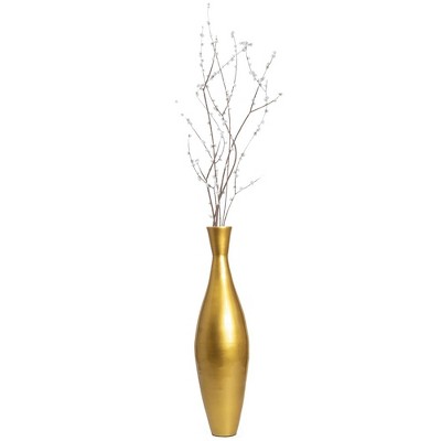 Tall Silver, Red, and Gold Bamboo Floor Vase Set